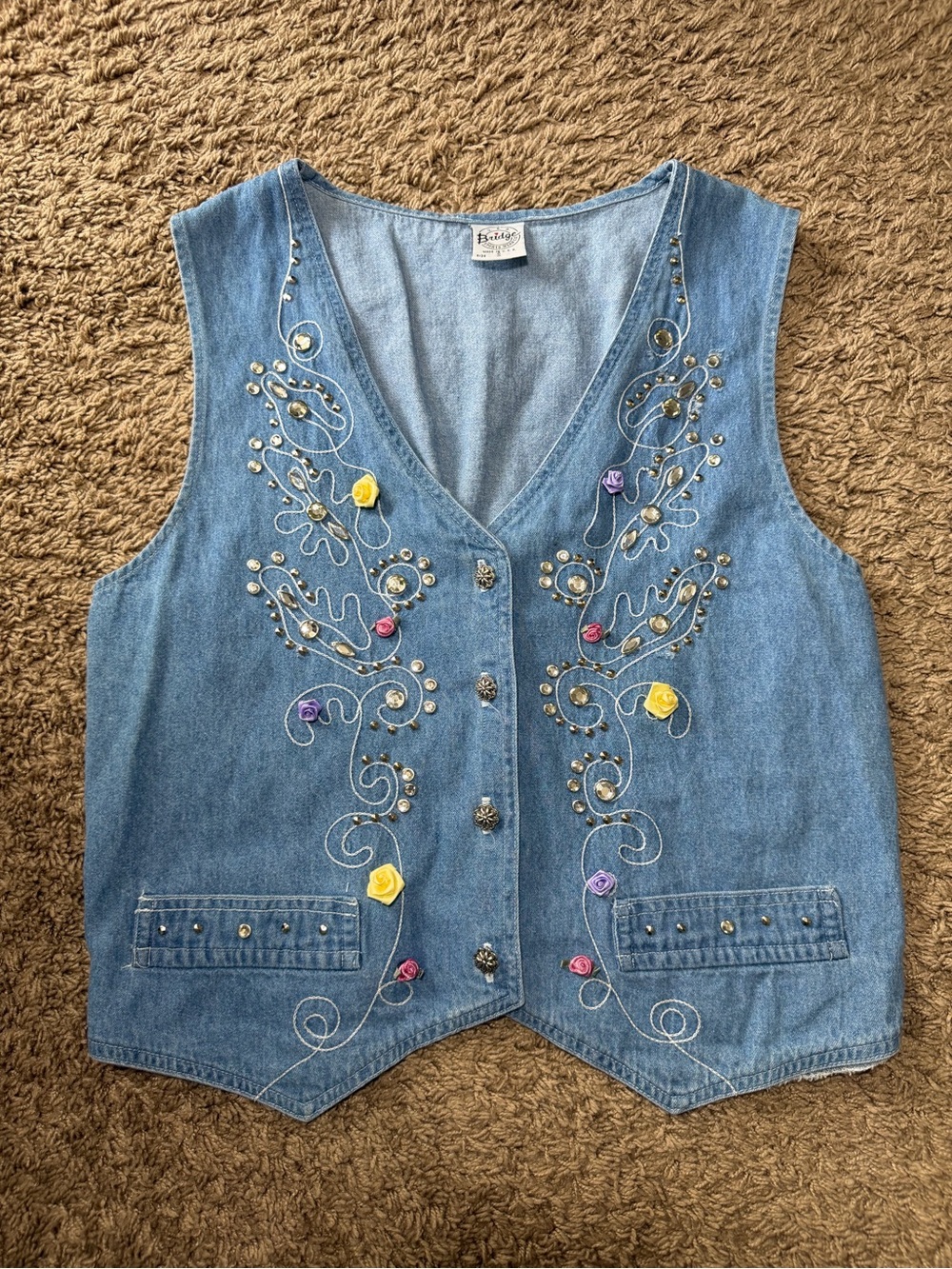 Vintage Denim Floral Vest Bridge Sportswear